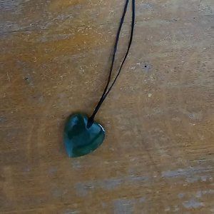 New Zealand Jade (Pounamu) Heart Shaped Pendant Necklace